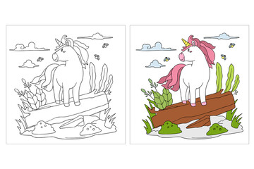 Hand drawn Unicorn Coloring page 10