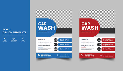 Car washing service flyer design template