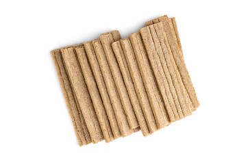 Crunchy rye crispbreads isolated on white background.