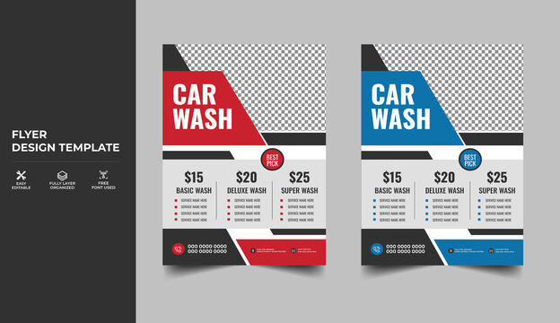 Car Cleaning Service flyer. car washing flyer design template
