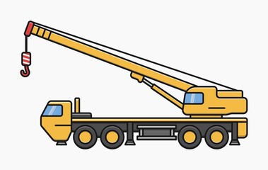 construction crane truck vector flat illustration