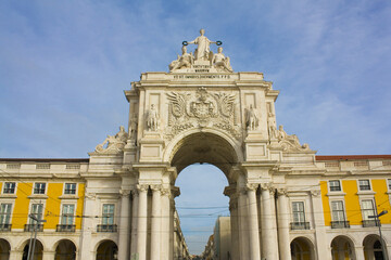 Fototapeta na wymiar Triumphal Augusta Arch at Praca do Comercio (Commerce Square) in Lisbon, Portugal