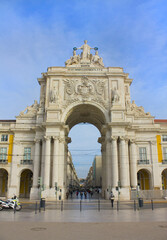 Fototapeta na wymiar Triumphal Augusta Arch at Praca do Comercio (Commerce Square) in Lisbon, Portugal