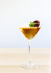 Alcoholic or non-alcoholic coffee cocktail with liqueur, coffee rum, espresso and cream with orange...