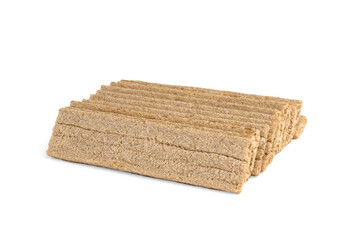 Crunchy rye crispbreads isolated on white background.