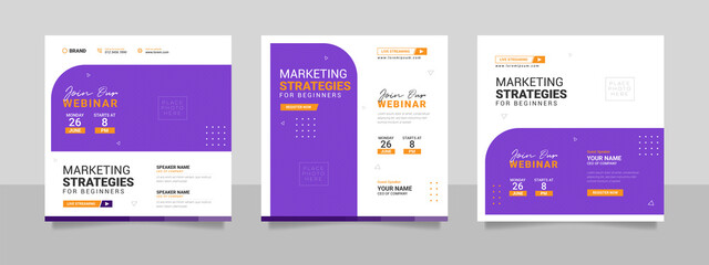 Digital marketing webinar and business conference social media post template.