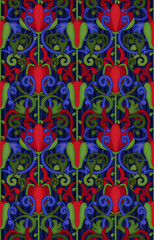 Seamless floral pattern in art nouveau style, vector illustration
