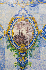 Panel of colorful azulejos in Portugal	