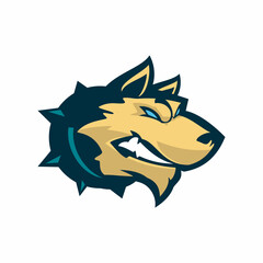 angry dog stares logo design