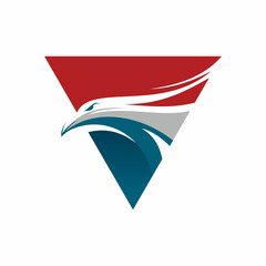 blue red eagle triangle logo design