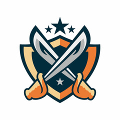 fighter shield sword logo design