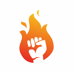 fighting burn hand logo design