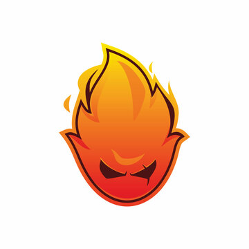 red flame devil logo design
