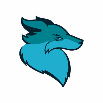 blue calm wolf logo design