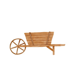 Fototapeta na wymiar Watercolor garden wheelbarrow. Drawing illustration isplated on white background