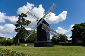 High Salvington windmill situated on a hill to the north of Worthing with views out towards the West Sussex coastline.