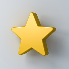 Obraz premium 3d yellow star isolated on white wall background with shadow minimal concept 3D rendering