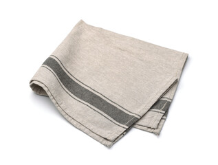 Folded grey linen cloth table napkin
