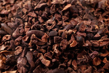 cacao nibs on a white background