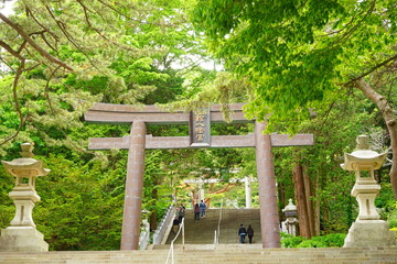 Torii at Hakodate Hachimangu Shrine in Hokkaido, Japan - 日本 北海道 函館八幡宮 鳥居...