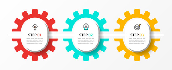 Infographic template with icons and 3 options or steps. Gears
