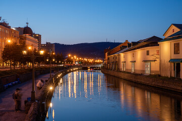 Obraz premium 北海道 小樽運河の夜景