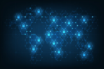 Fototapeta premium vector cyber security technology concept. Global network security.