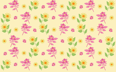Fototapeta premium Daisy and rose petal pattern, on a bright background, Chamomile flower buds, Seamless floral pattern, Floral pattern texture concept. minimal prints for cards or wrapping paper