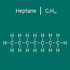 chemical structure of Heptane (C7H16)