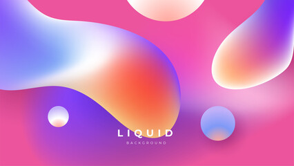 Modern colorful vivid vibrant gradient liquid fluid abstract background with blob shapes