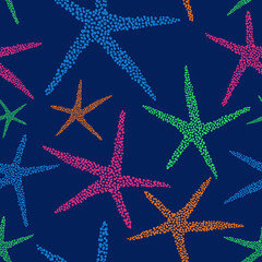 Marine seamless pattern with starfish - 511492241