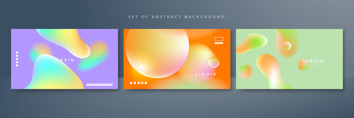 Set of colorful vivid vibrant gradient liquid fluid abstract background