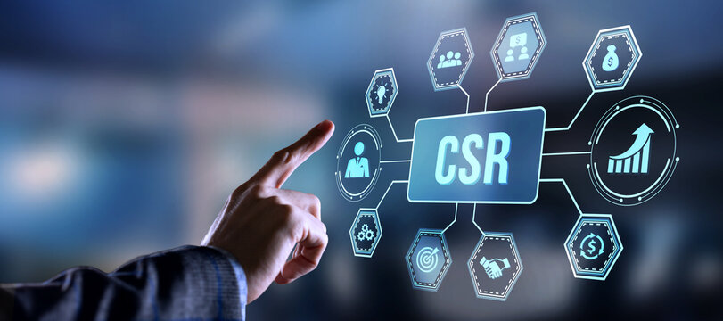 Internet, business, Technology and network concept. CSR abbreviation, modern technology concept. Virtual button.