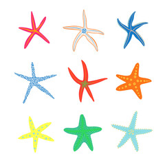 Fototapeta na wymiar Summer set with starfish illustrations