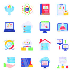 Pack of Big Data and Data Science Flat Icons

