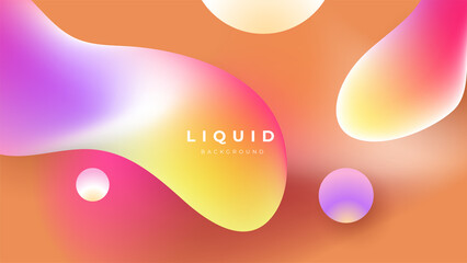 Modern colorful vivid vibrant gradient liquid fluid abstract background with blob shapes