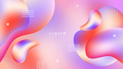 Modern colorful vivid vibrant gradient liquid fluid abstract background with blob shapes