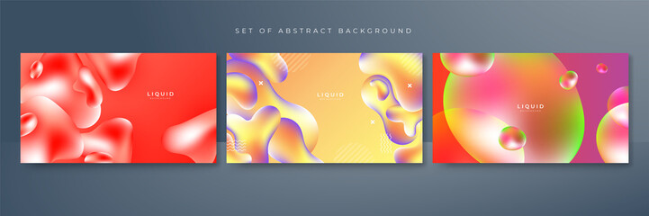 Set of colorful vivid vibrant gradient liquid fluid abstract background