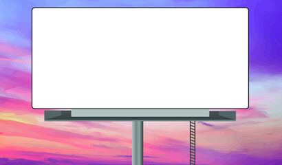 Blank billboard for copy space and twilight light vector background , blank vector illustration