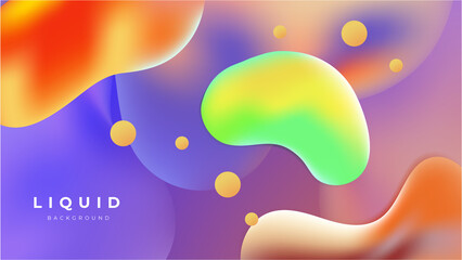 Fototapeta na wymiar Modern colorful vivid vibrant gradient liquid fluid abstract background with blob shapes
