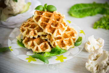 vegetable waffles cooked with cauliflower in a plate