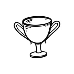 Trophy cup hand drawn doodle element. Sketch line style trophy cup. Vector illustration isolated.
