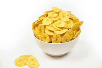 Banana chips are dried, generally crispy slices of bananas. They can be covered with sugar or honey...
