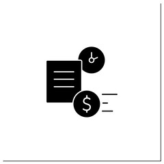 Loan apply glyph icon. Used by borrowers to loan application. Easy and money, interest rate. Banking service concept. Filled flat sign. Isolated silhouette vector illustration