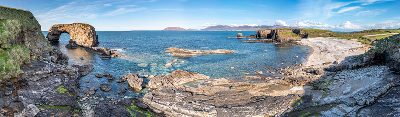 Fototapeta na wymiar Aerial view of the Great Pollet Sea Arch, Fanad Peninsula, County Donegal, Ireland