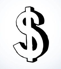 Vector drawing sign of dollar
