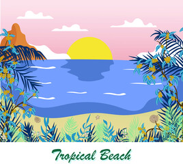 Fototapeta na wymiar tropical beach vector exotic shore