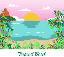 Fototapeta na wymiar tropical beach vector exotic shore