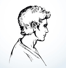 Vector image of the person. Closeup side view