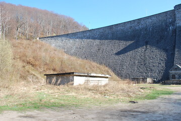 Stone dam in Lubachów, Poland. Bottom view. © TK_Office